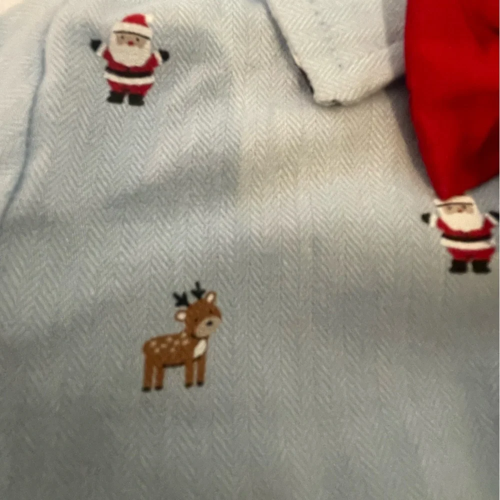 Little Me Boys‎ Infant 3 month 2 Piece Christmas pant shirt tie embroidered NWT